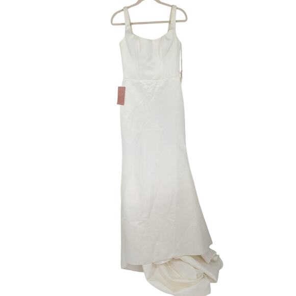 Wtoo by Watters Lourdes Wedding Gown Size 6 Minimalist Square Neck Bridal NWT - Picture 3 of 6